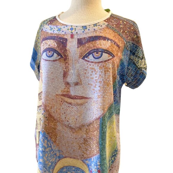 Tunisian Mosaic Blouse – Rare VIDA × Noora Elkoussy Collaboration - Size M - Picture 2 of 8